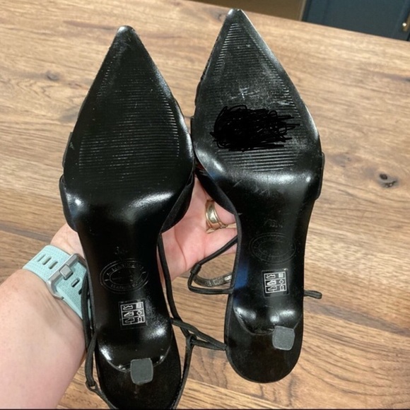 M by Marinelli 6 black satin strappy sparkly heels - Picture 12 of 12